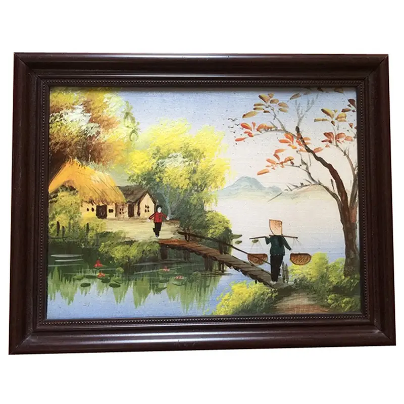 Tranh vẽ cảnh con chờ mẹ đi chợ về 25cm x rộng 30cm