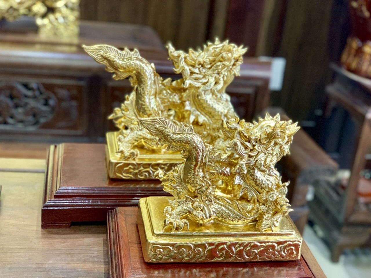 Tượng rồng thời Lý dát vàng 24K