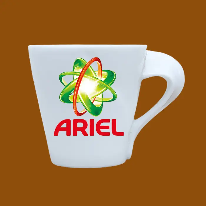 Ly sứ in logo Ariel