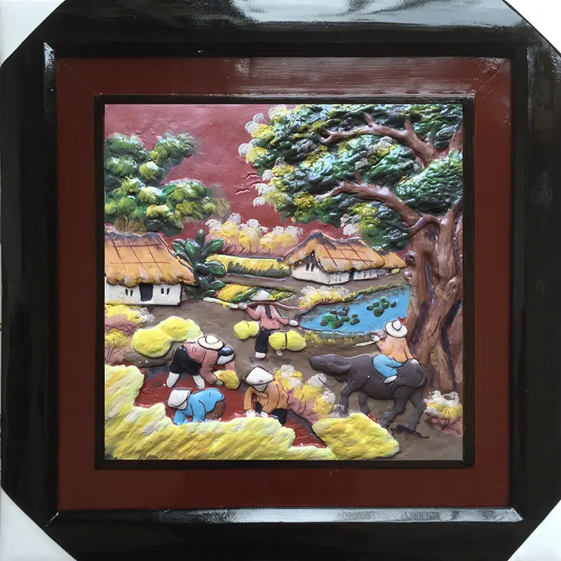 Tranh gốm cảnh đồng quê 05 50x50cm